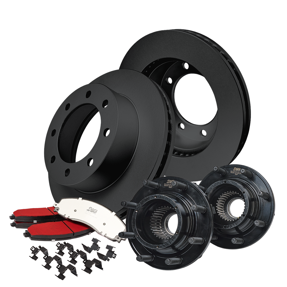 Ford 6.7L Powerstroke F250 Front Brake Kit + Hub Assemblies 2012-2013 Black