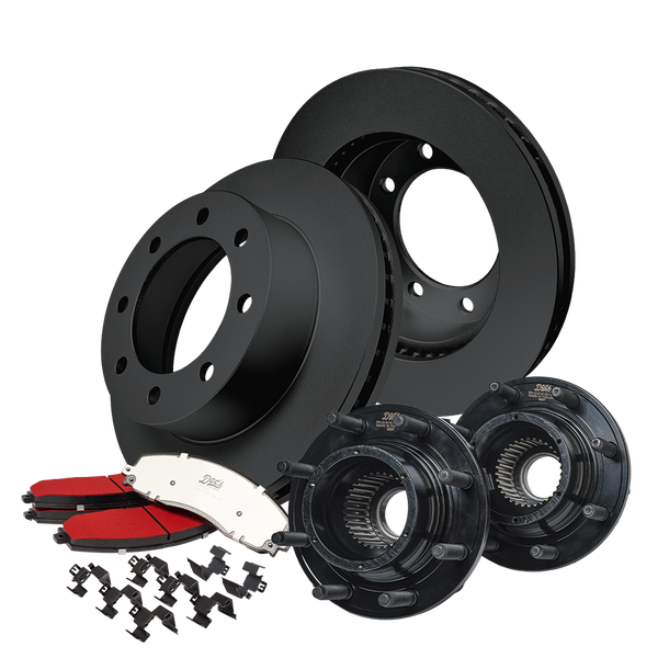 Ford 6.7L Powerstroke F250 Front Brake Kit + Hub Assemblies 2012-2013 Black