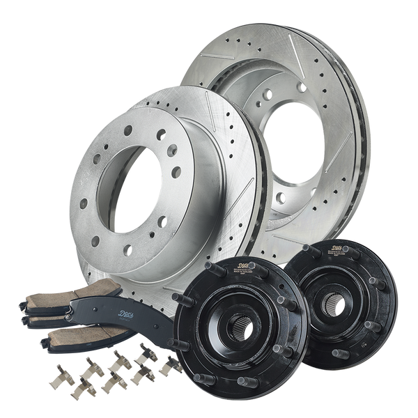Chevrolet/GMC 6.6L Duramax 2500HD/3500HD Front Brake Kit + Hub Assemblies 2011-2019 Silver