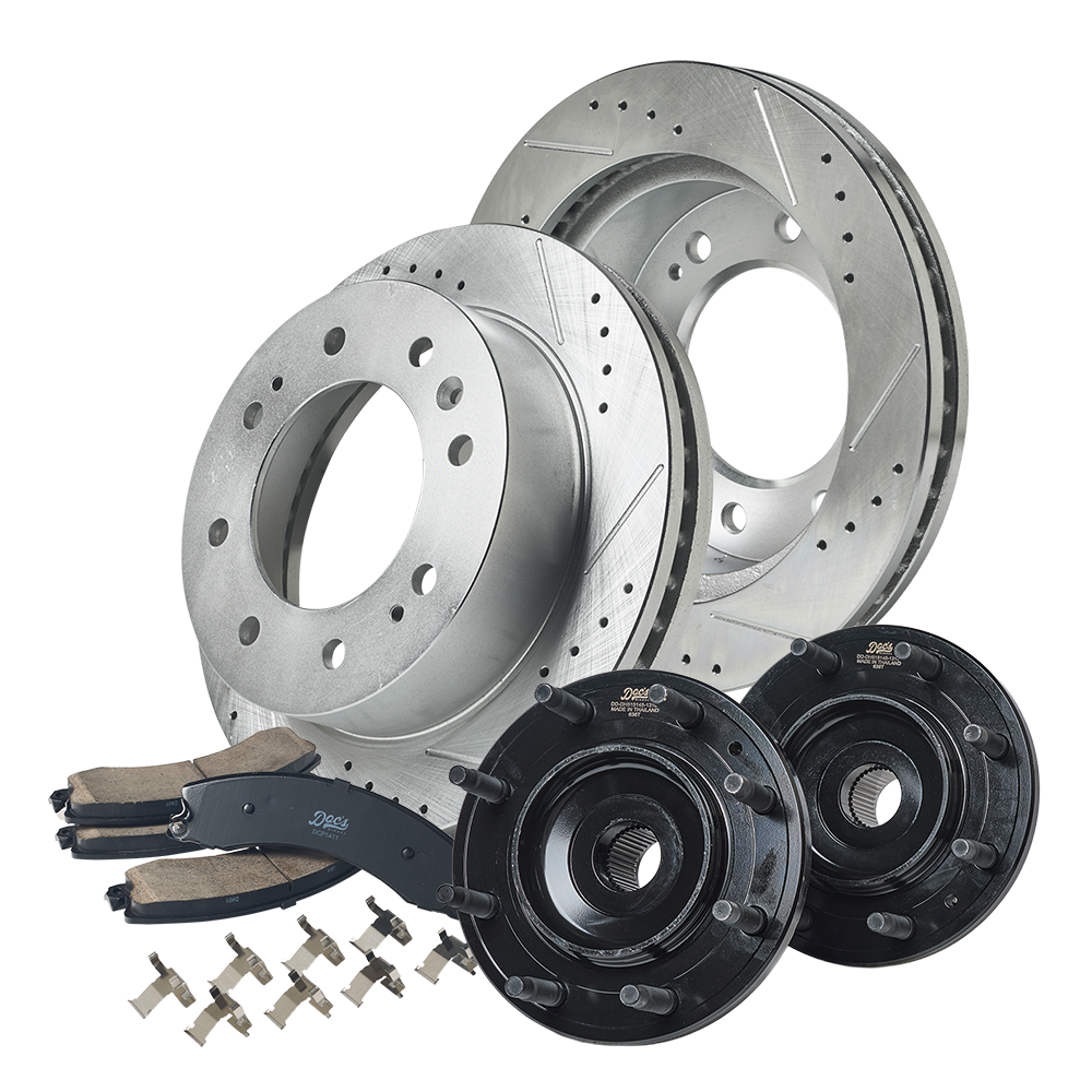 Chevrolet/GMC 6.6L Duramax 2500HD/3500HD Front Brake Kit + Hub Assemblies 2011-2019 Silver