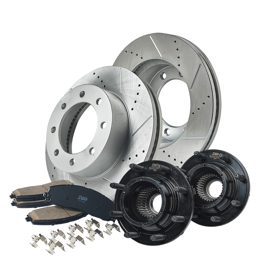 Ford 6.7L Powerstroke F250/F350 Front Brake Kit + Hub Assemblies 2013-2016 Silver