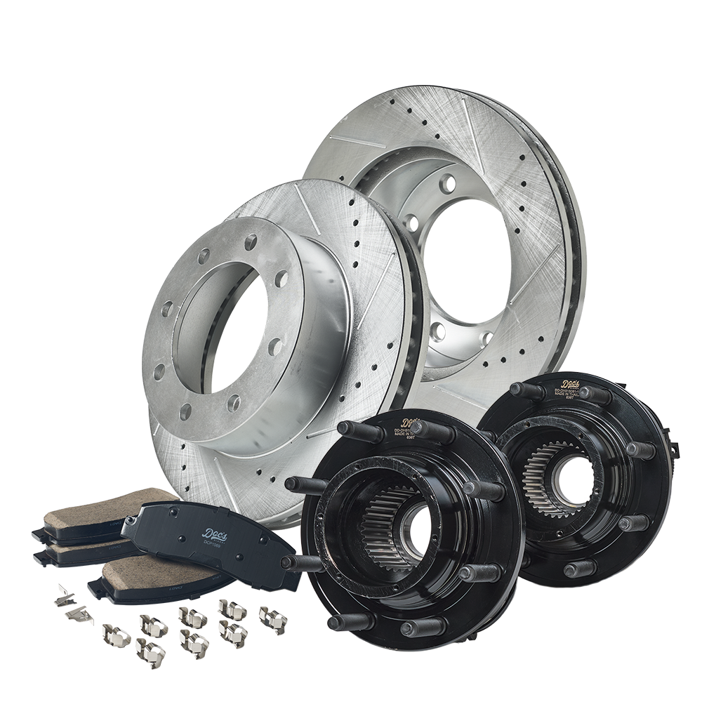 Ford 6.0L Powerstroke F250/F350 Front Brake Kit + Hub Assemblies 2005-2007 Silver