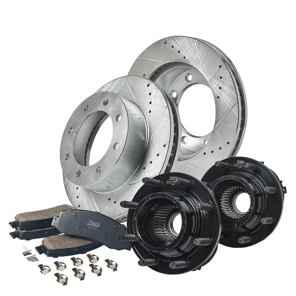 Ford 6.4L Powerstroke F250/F350 Front Brake Kit + Hub Assemblies 2008-2010 Silver