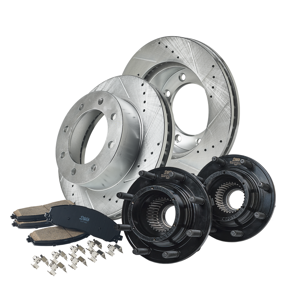 Ford 6.7L Powerstroke F250 Front Brake Kit + Hub Assemblies 2012-2013 silver