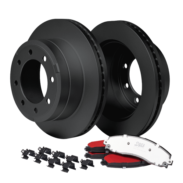 Doc's Diesel Ford 6.7L Powerstroke Rear Brake Pads and Rotors Kit 2013-2022 Black