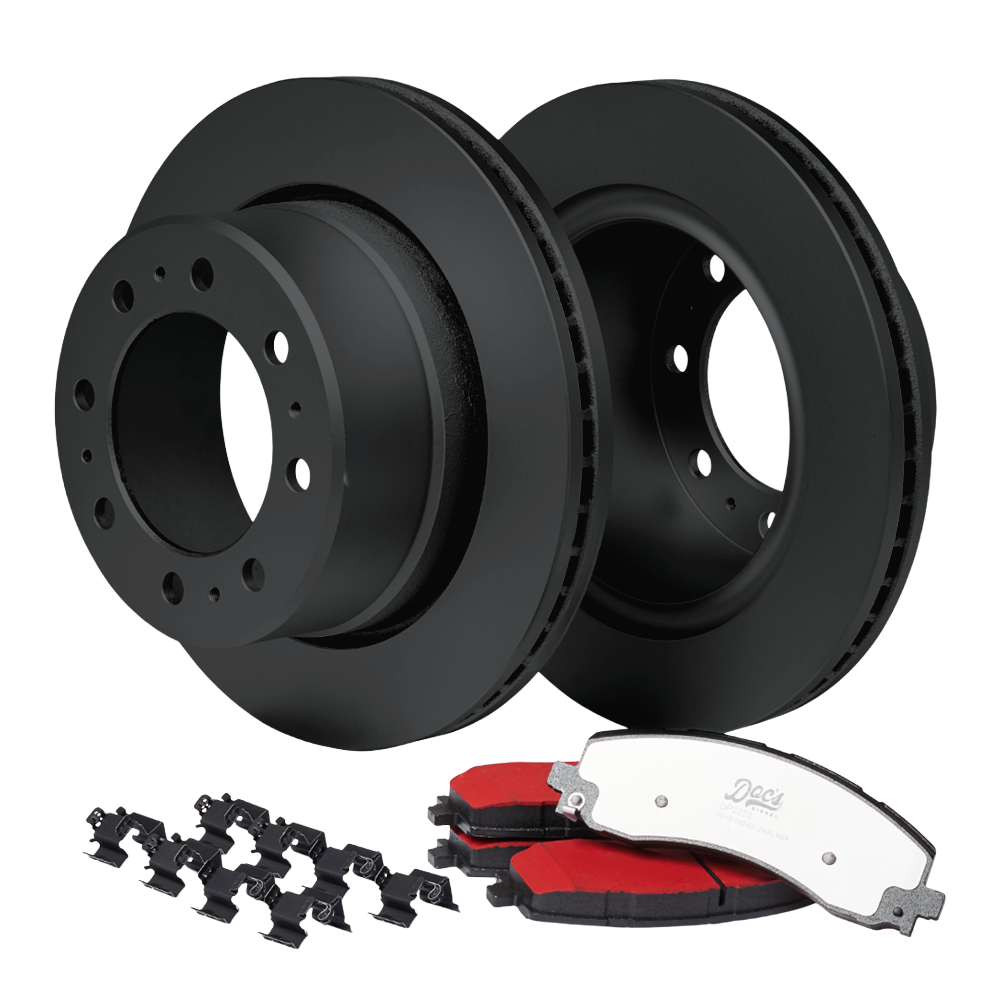 Doc's Diesel RAM 6.7L Cummins SRW Rear Brake Pads and Rotors Kit 2019-2024 Black