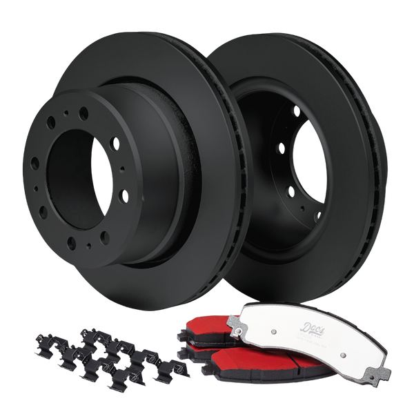 Doc's Diesel RAM 6.7L Cummins SRW Rear Brake Pads and Rotors Kit 2019-2024 Black