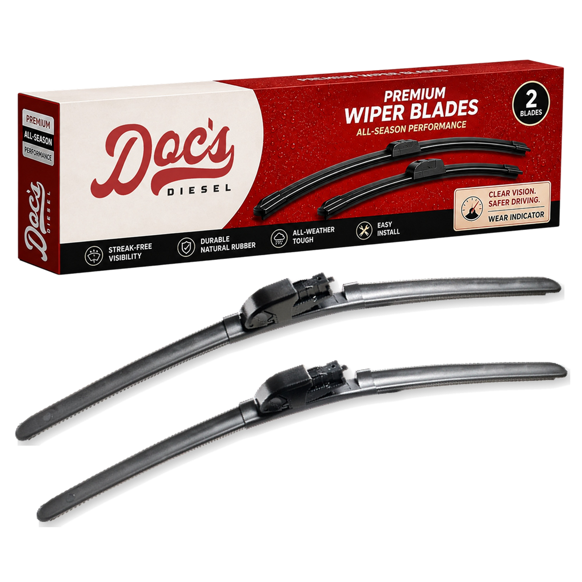 Doc's Diesel All-Season Beam Wiper Blades Front 16