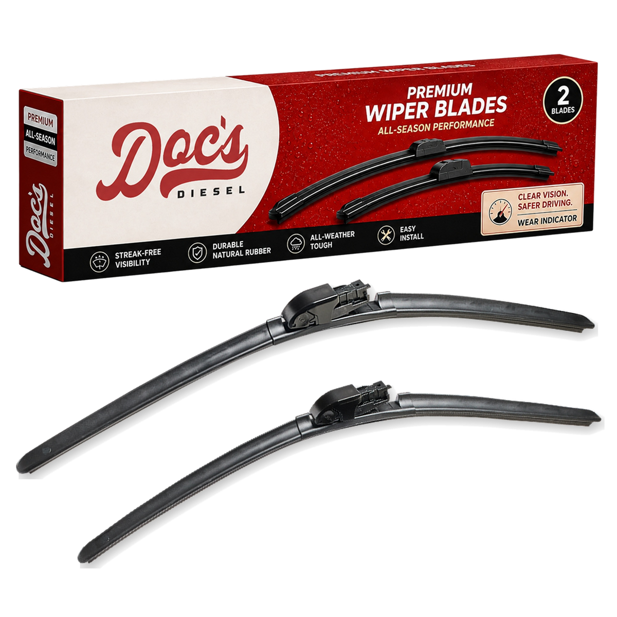 Doc's Diesel All-Season Beam Wiper Blades Front 22 + 21
