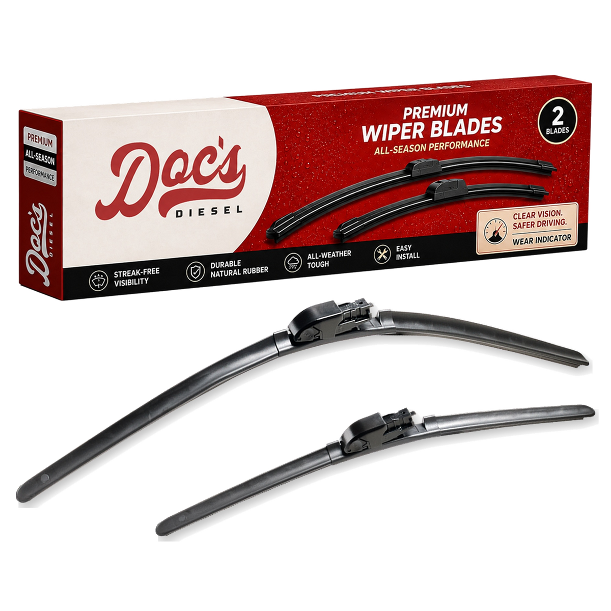 Doc's Diesel All-Season Beam Wiper Blades Front 24 + 18