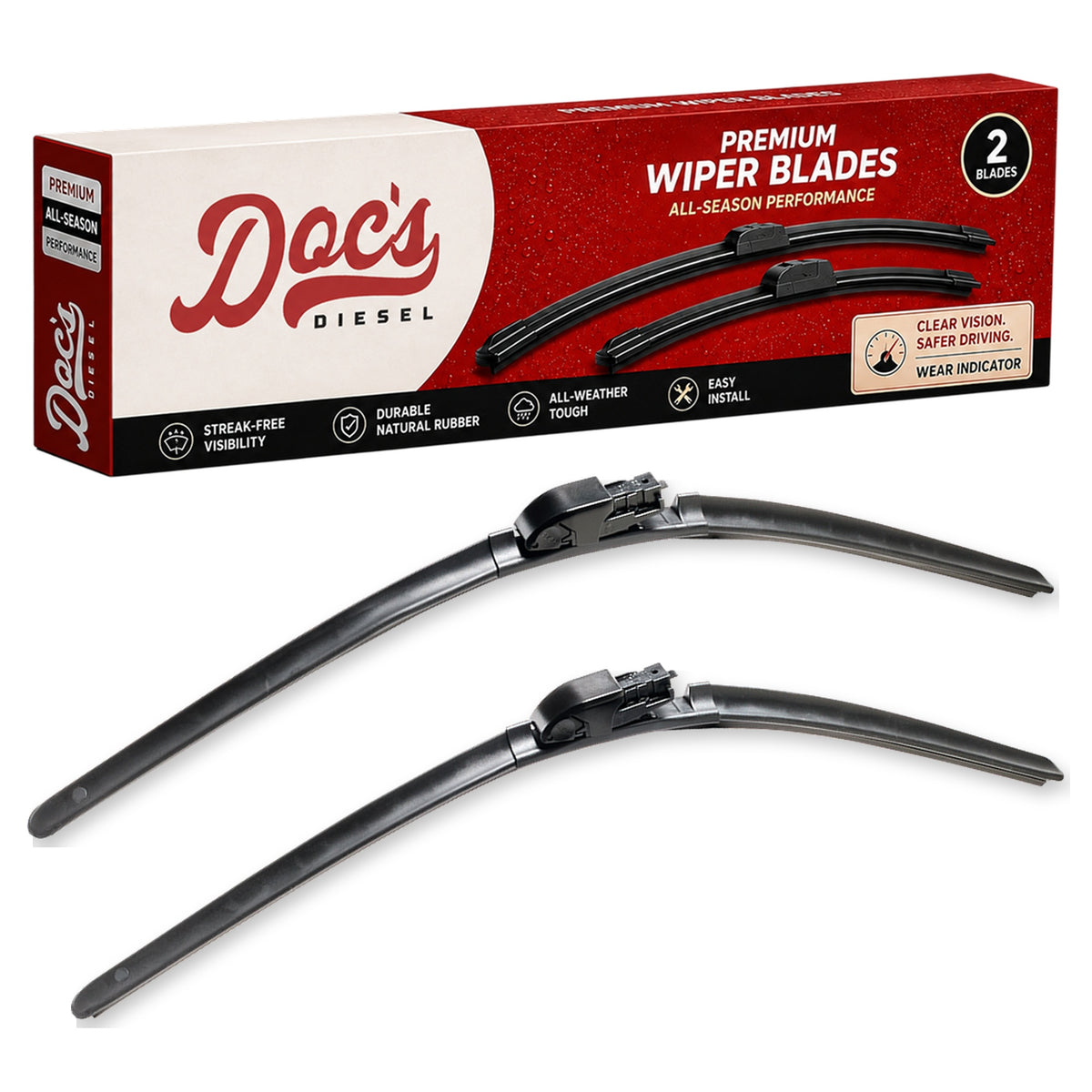 Doc's Diesel All-Season Beam Wiper Blades Front 24"