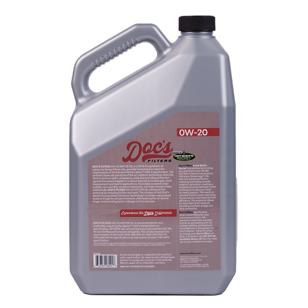 Doc’s Auto Parts 0W-20 Full Synthetic Motor Oil back