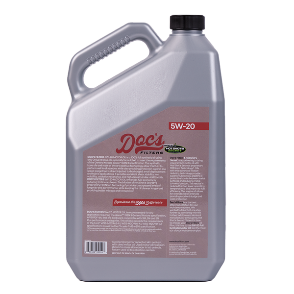 Doc’s Auto Parts 5W-20 Full Synthetic Motor Oil back