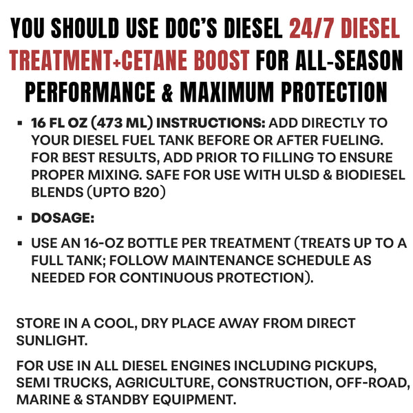 Doc's Diesel 24/7 Diesel Treatment + Cetane Boost Enhanced Brand Content 4 size_16oz