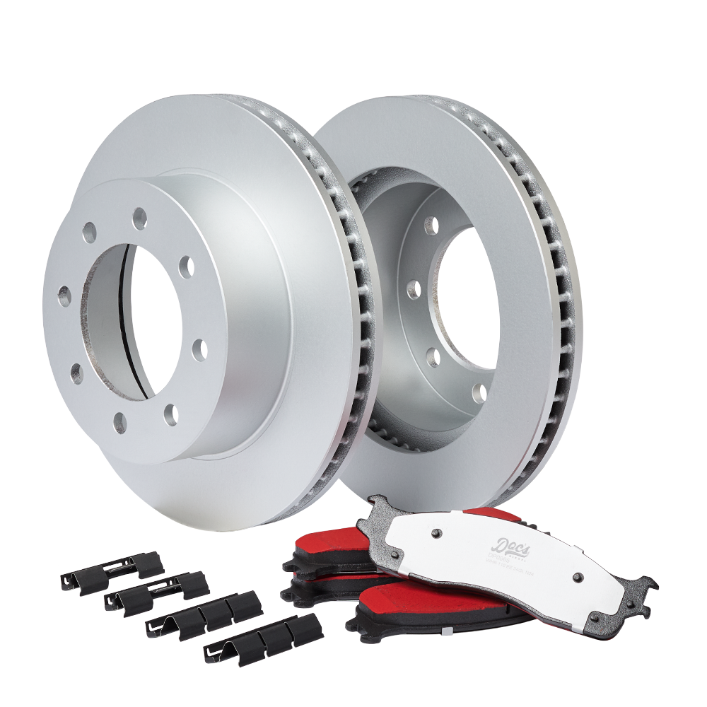 Detroit Axle 4WD Front & Rear Drilled Brake Rotors & Pads Kit W/ Bearings For Dodge Ram 2500 3500 2006-2008
