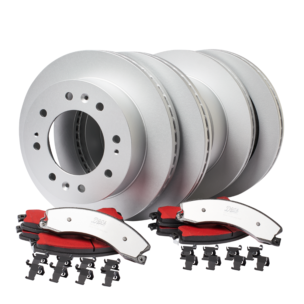 Doc's Diesel Chevrolet/GMC 6.6L Duramax Front and Rear Brake Pads and Rotors Kit 2011-2019 Silver
