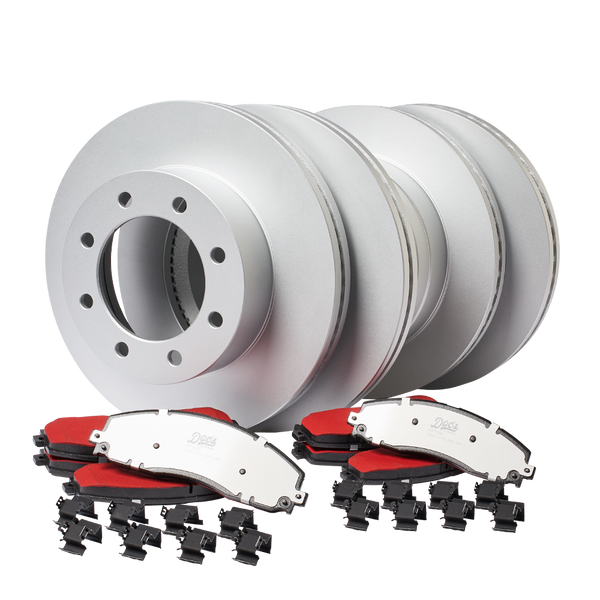 Doc's Diesel Ford 6.7L Powerstroke Front and Rear Brake Pads and Rotors Kit 2013-2022 Silver