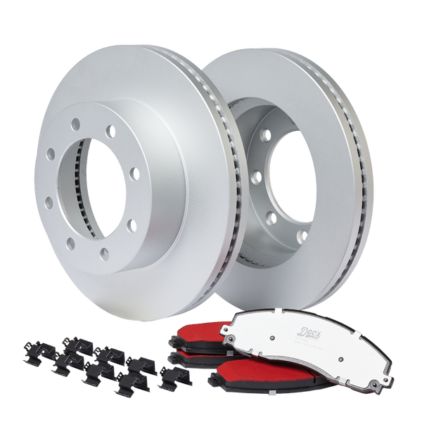 Doc's Diesel Ford 6.7L Powerstroke Front Brake Pads and Rotors Kit 2013-2022 Silver