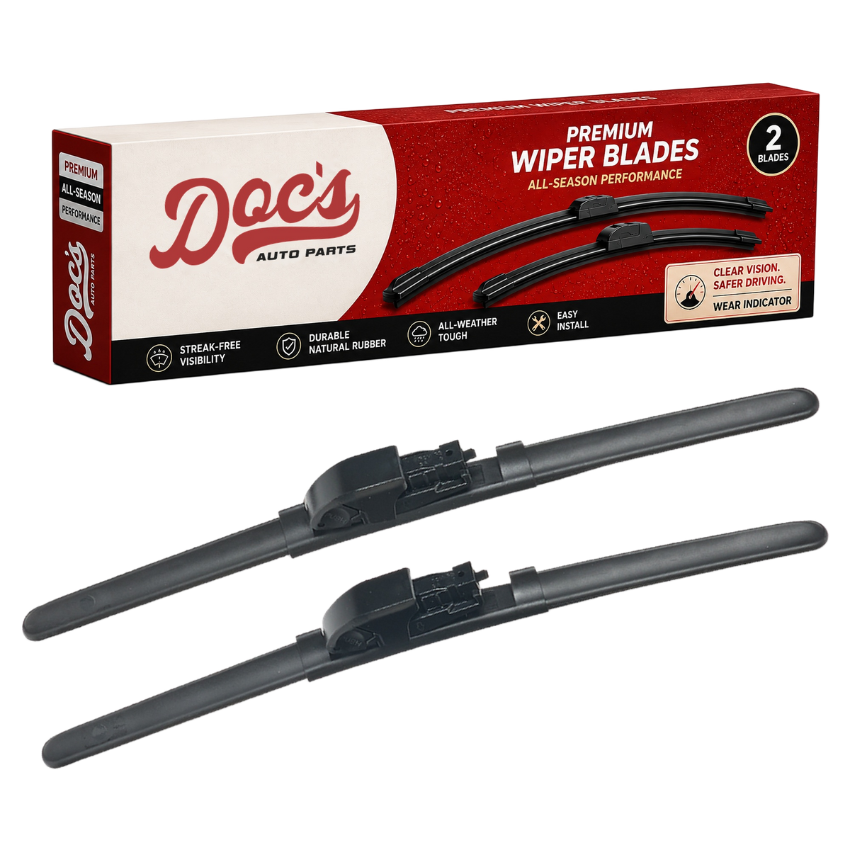 Doc's Auto Parts All-Season Beam Wiper Blades Front 14" + 14"