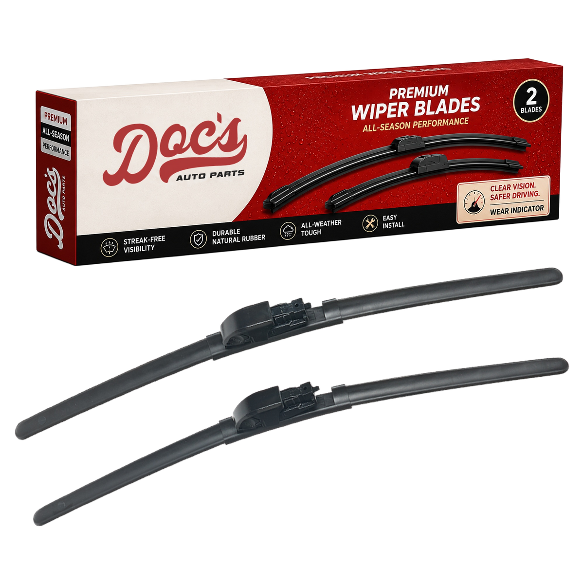 Doc's Auto Parts All-Season Beam Wiper Blades Front 20 + 20"