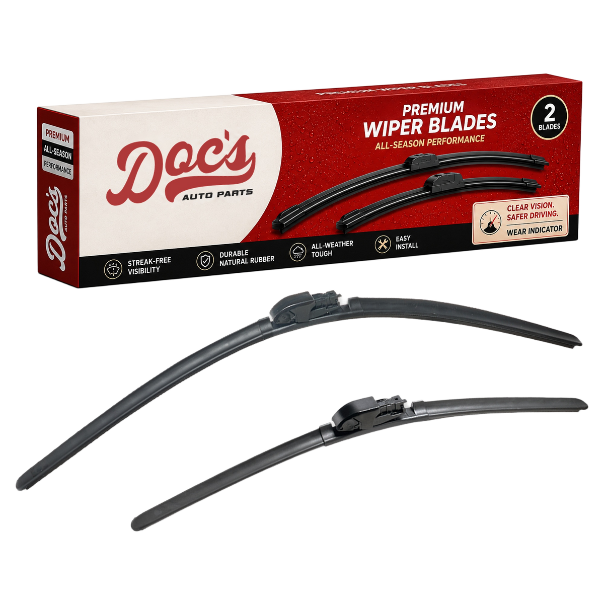 Doc's Auto Parts All-Season Beam Wiper Blades Front 20" + 28"