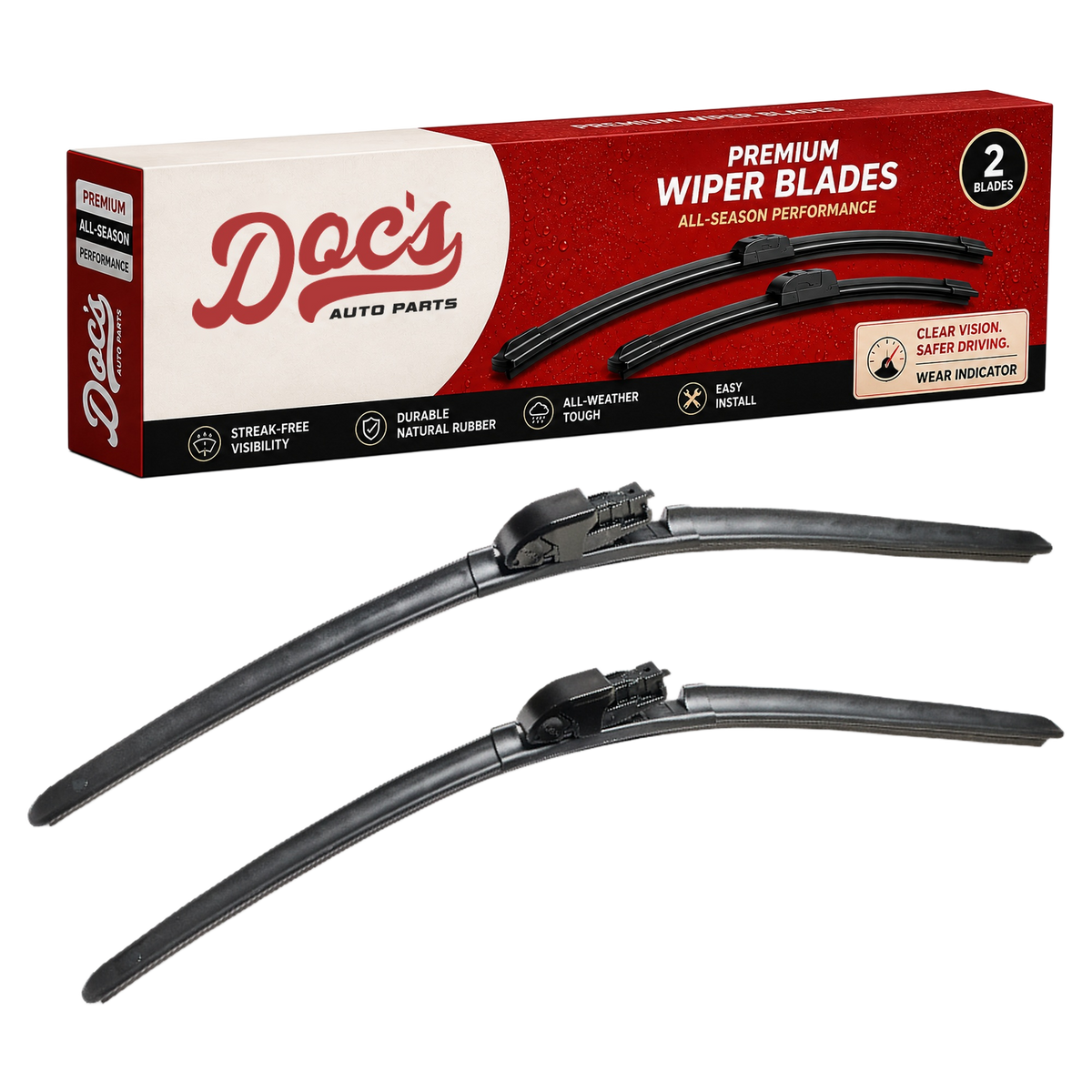 Doc's Auto Parts All-Season Beam Wiper Blades Front 21" + 21"