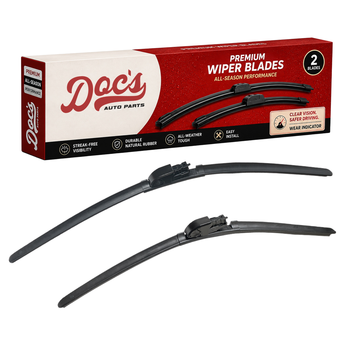 Doc's Auto Parts All-Season Beam Wiper Blades Front 21" + 26"