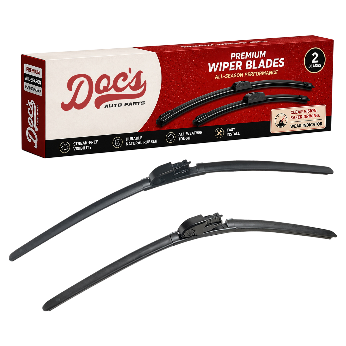 Doc's Auto Parts All-Season Beam Wiper Blades Front 22" + 26"