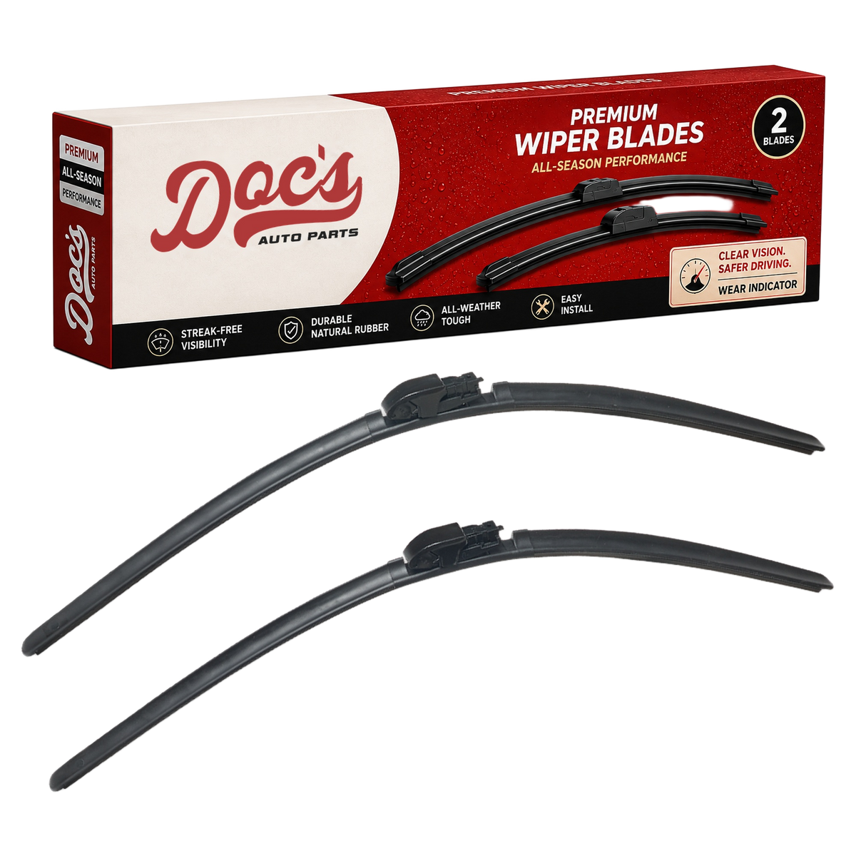 Doc's Auto Parts All-Season Beam Wiper Blades Front 28" + 28"