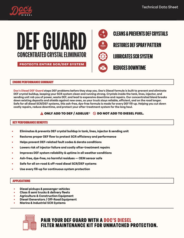 Doc’s Diesel DEF Guard Diesel Exhaust Fuel Additive Tech Sheet