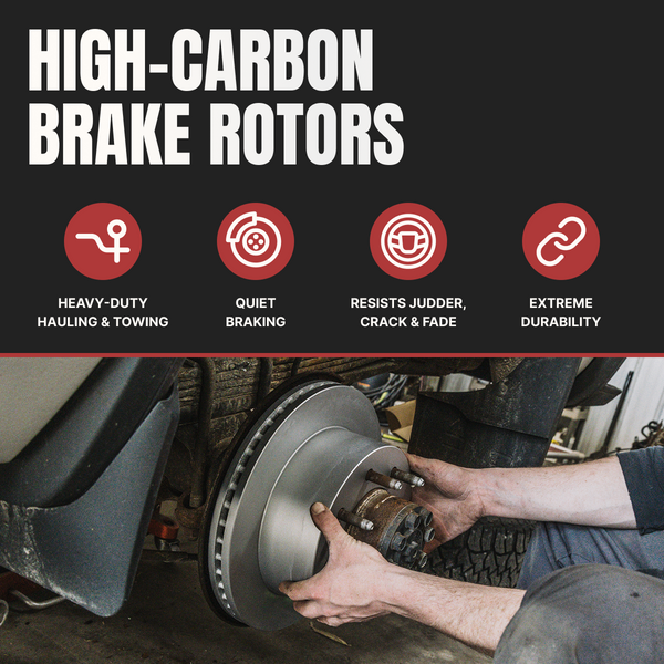 Doc's Diesel High-Carbon Brake Rotors feature icons
