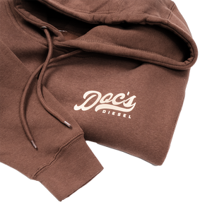 Doc's Staple Hoodie Chestnut logo closeup