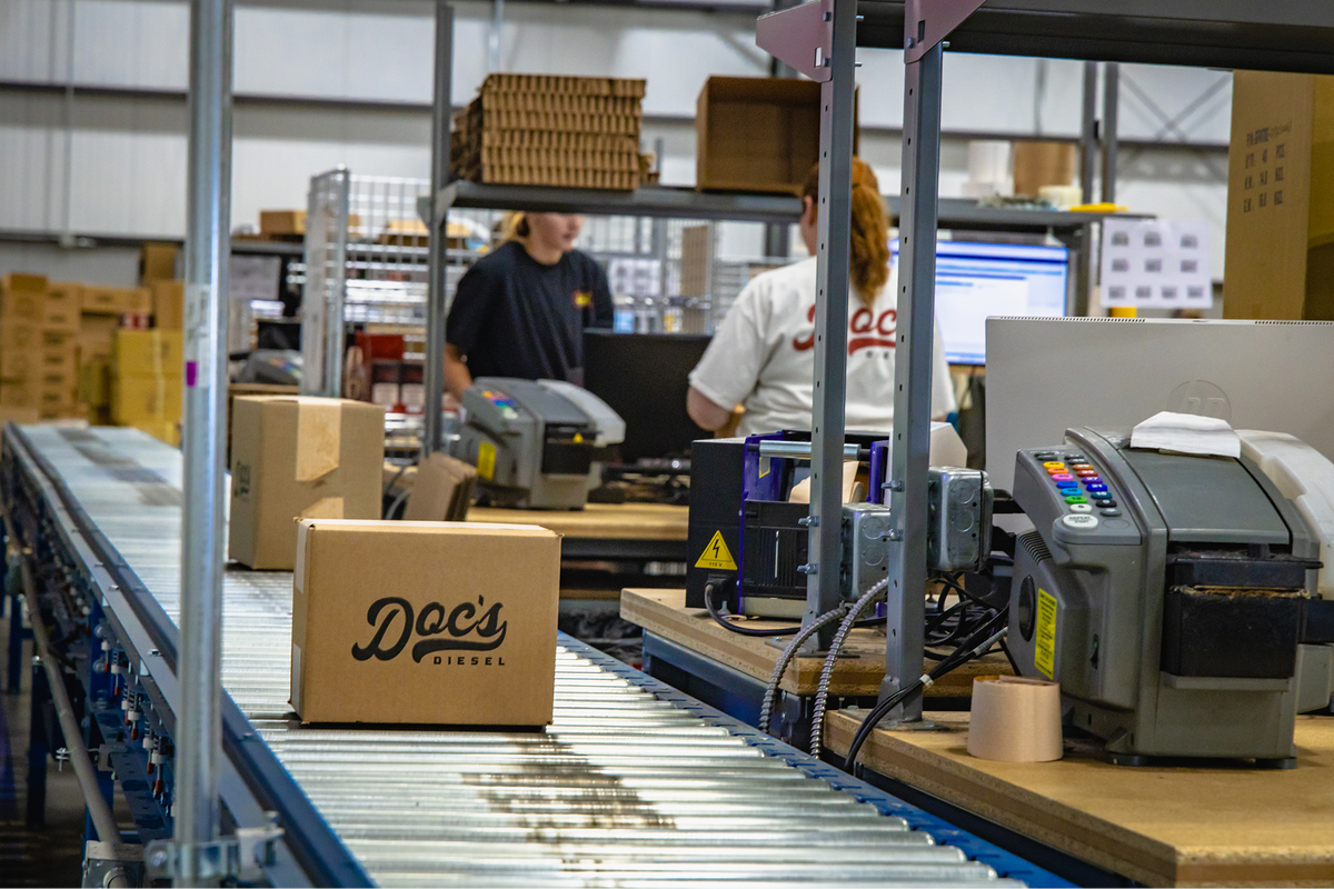 The Doc's Diesel team in the Bryan, Ohio warehouse