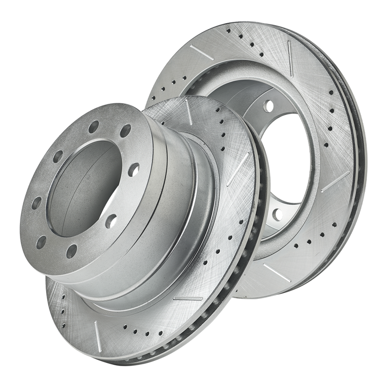 Doc's Diesel Dodge RAM 5.9L Cummins 2500/3500 SRW/DRW Drilled and Slotted Rear Rotor Set 2003-2008, 6.7L 2007.5-2008