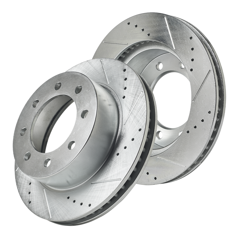 Doc's Diesel Dodge RAM 5.9L Cummins 2500/3500 SRW/DRW Drilled and Slotted Front Rotor Set 2003-2008, 6.7L 2007.5-2008