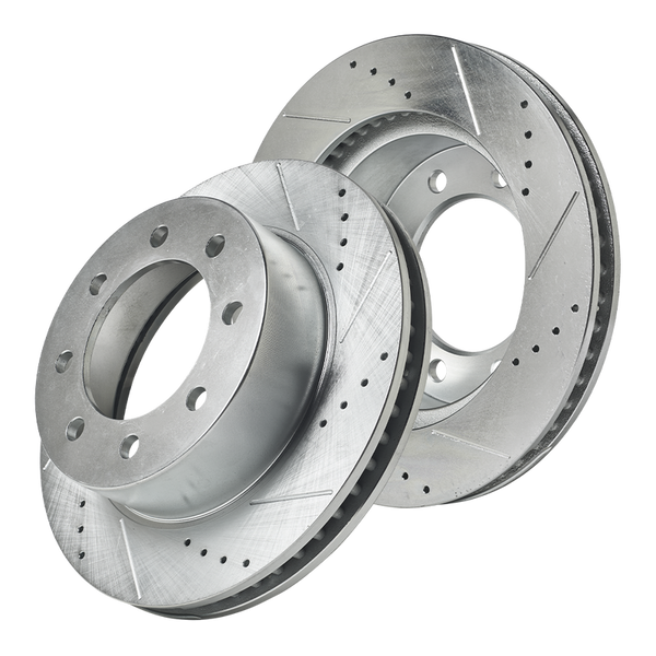 Doc's Diesel Dodge RAM 5.9L Cummins 2500/3500 SRW/DRW Drilled and Slotted Front Rotor Set 2003-2008, 6.7L 2007.5-2008