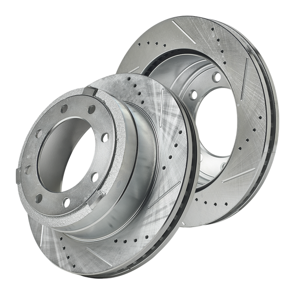 Doc's Diesel Ford 6.7L Powerstroke F250/F350 SRW Drilled and Slotted Rear Rotor Set 2013-2022